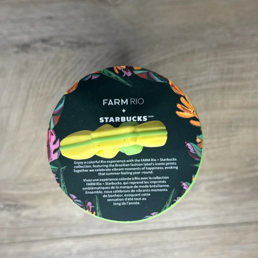 Starbucks FARM Rio Tumbler 24oz‎ Venti Banana Floral Flower Straw Yellow Green